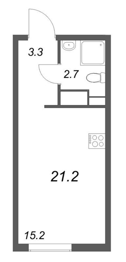 Планировка — Студия-квартира, 21.2 м²