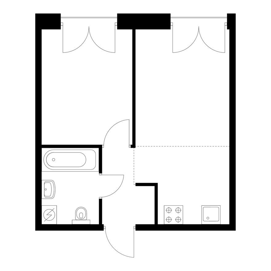 1к. квартира, 35.0 м²