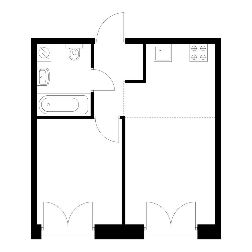 1к. квартира, 34.7 м²