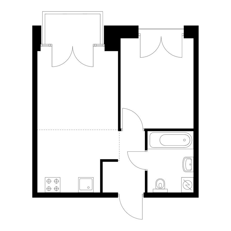 1к. квартира, 34.8 м²