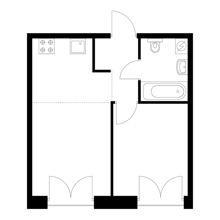 1к. квартира, 34.7 м²