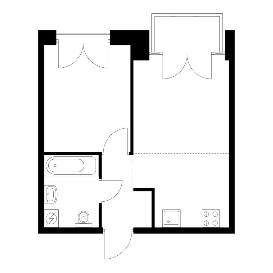 1к. квартира, 34.8 м²