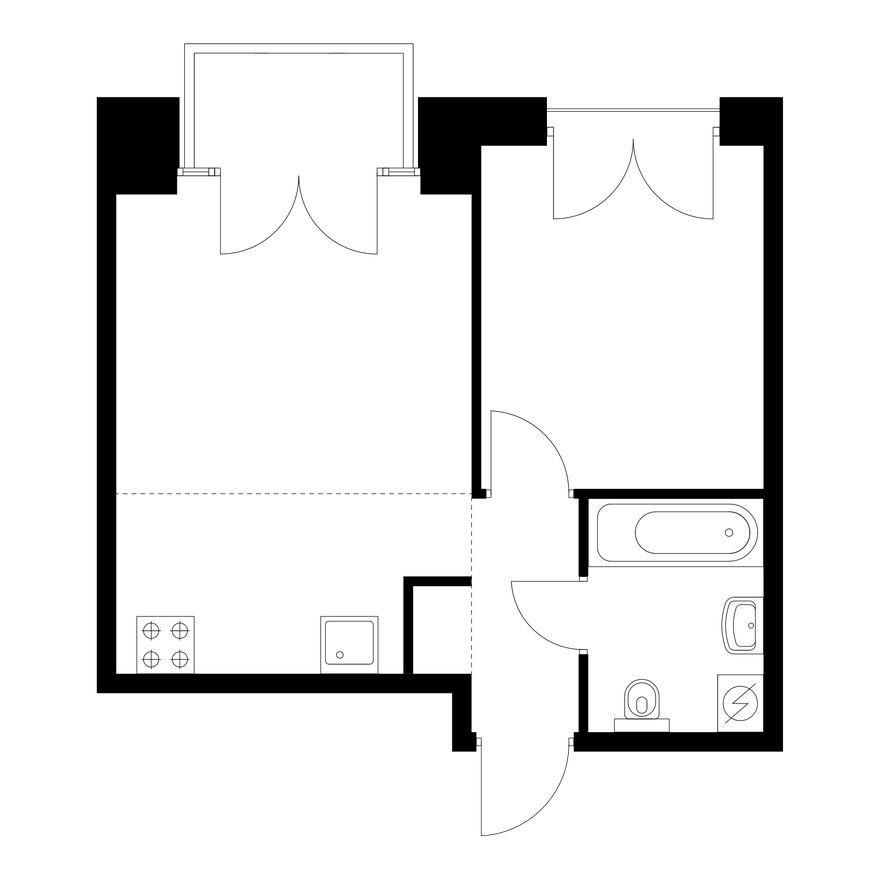 1к. квартира, 35.8 м²