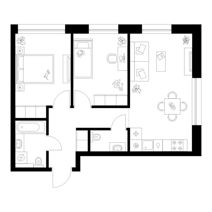 2к. квартира, 53.3 м²