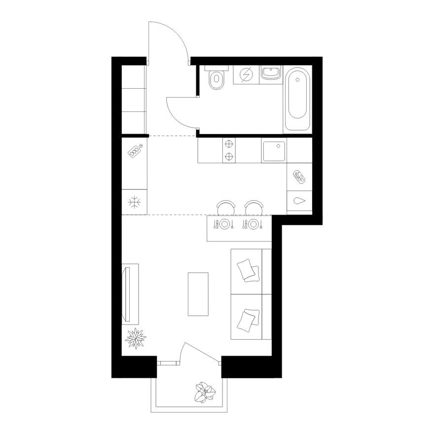 Студия-квартира, 27.1 м²