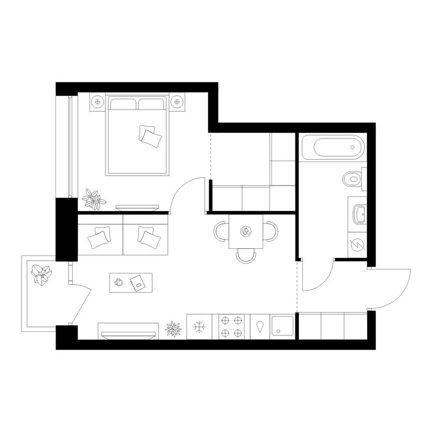1к. квартира, 35.3 м²