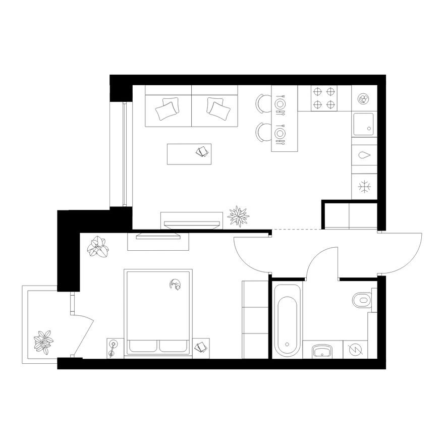 1к. квартира, 38.1 м²