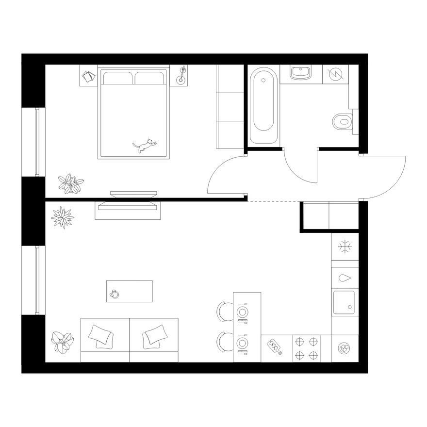 1к. квартира, 43.1 м²