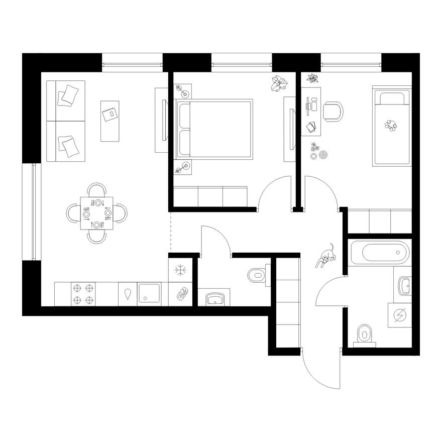 2к. квартира, 53.2 м²