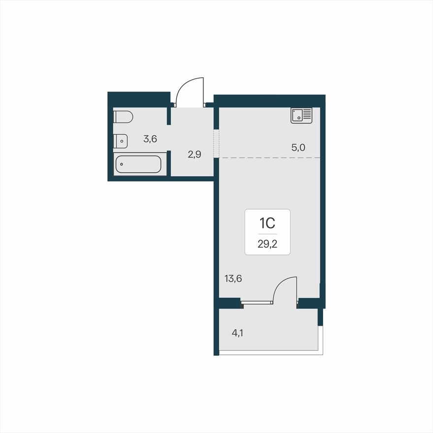 Студия-квартира, 29.2 м²