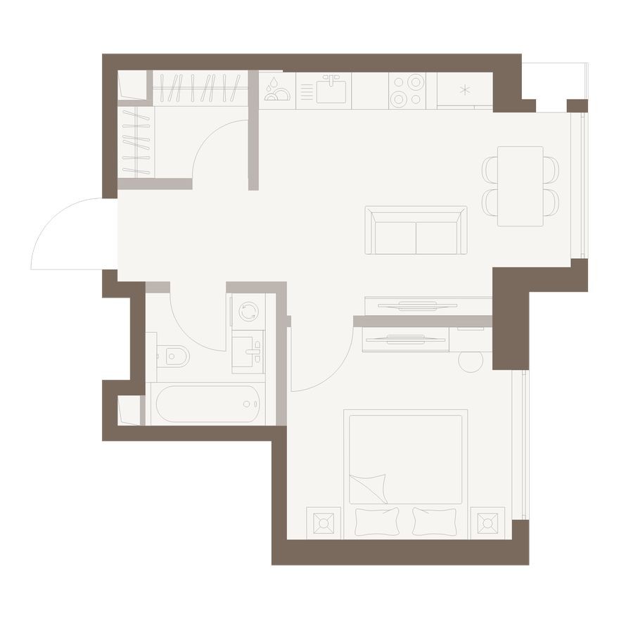 1к. квартира, 40.7 м²