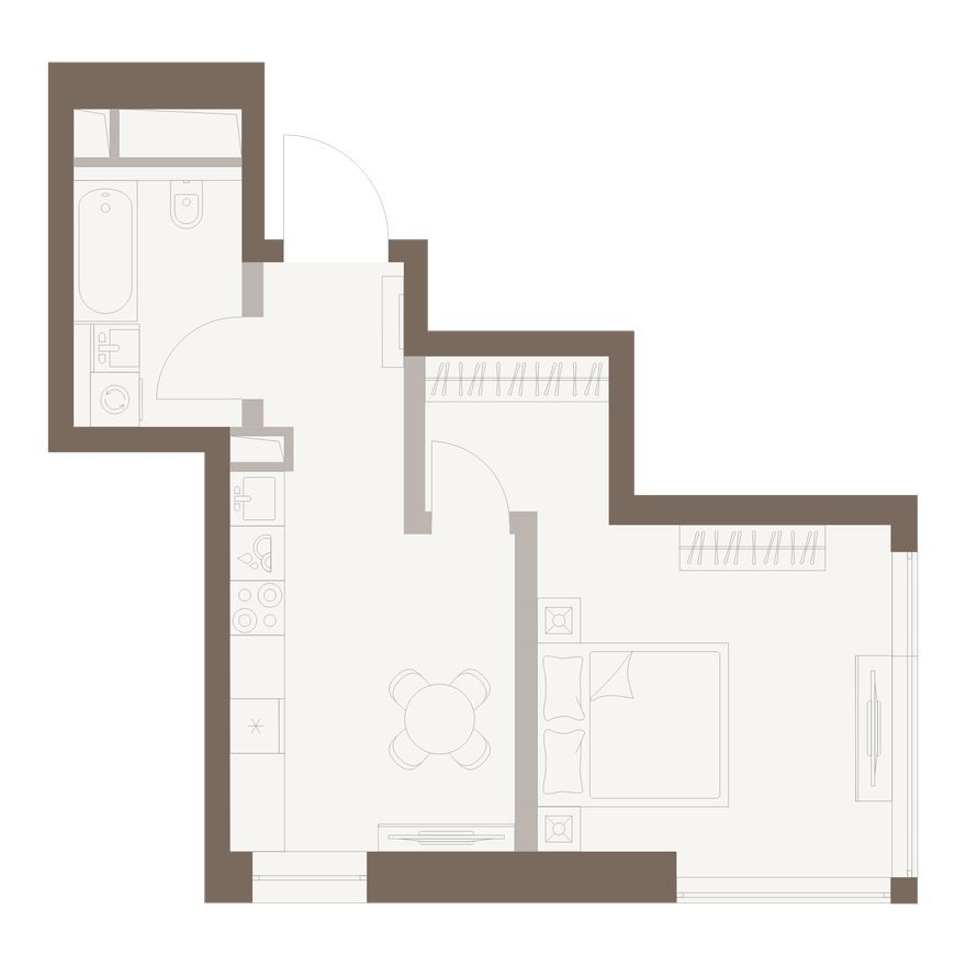 1к. квартира, 38.0 м²