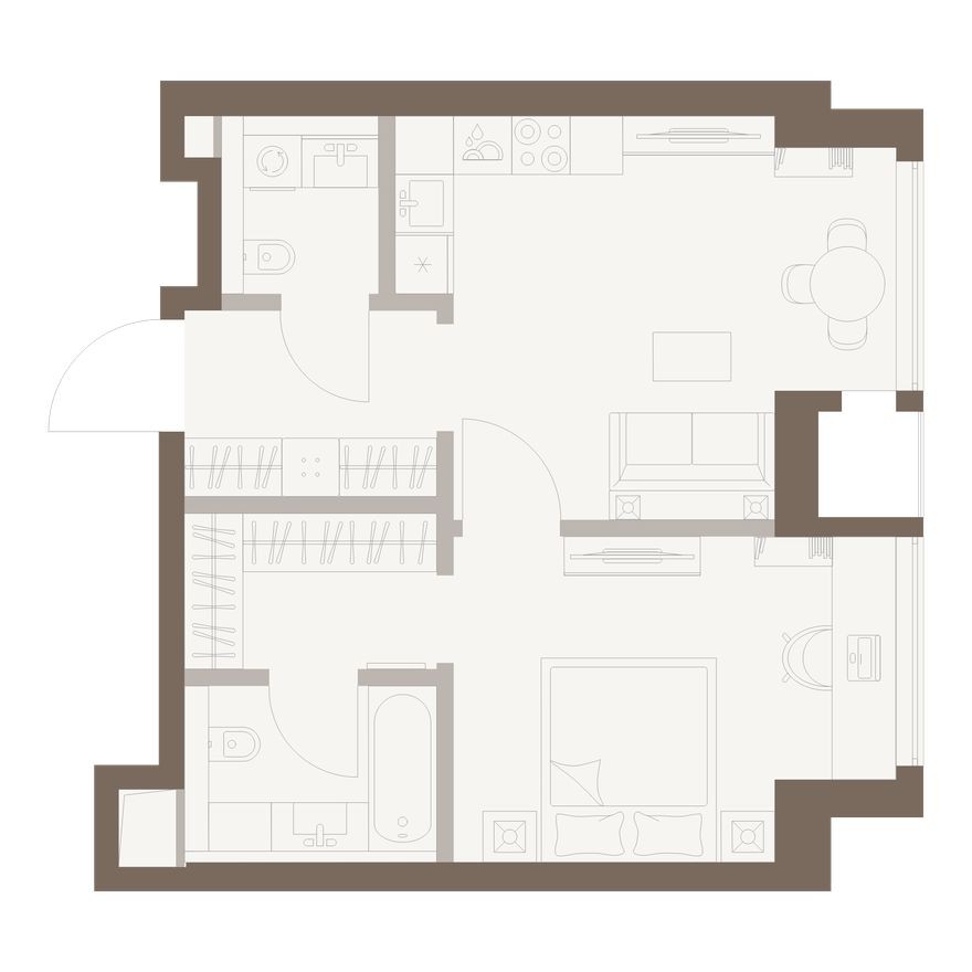 1к. квартира, 47.7 м²