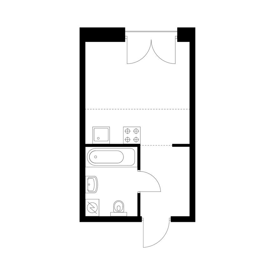 Студия-квартира, 21.2 м²