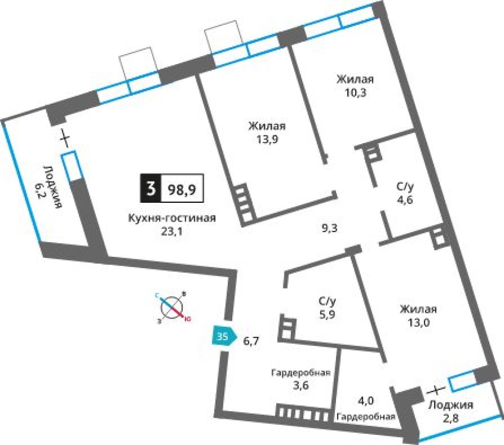 3к. квартира