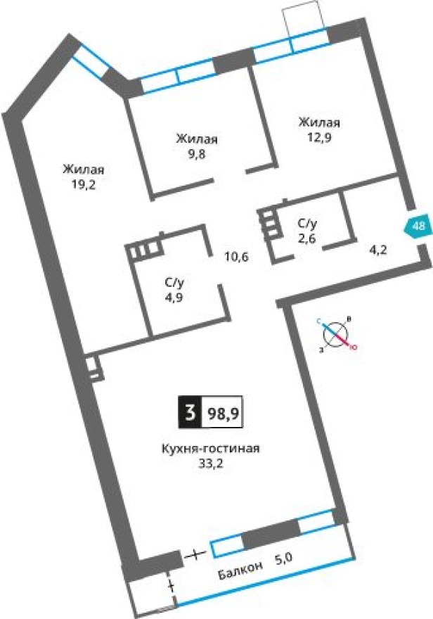 3к. квартира