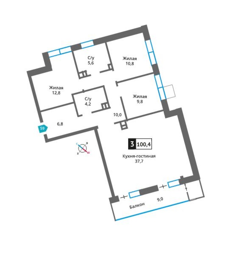 3к. квартира