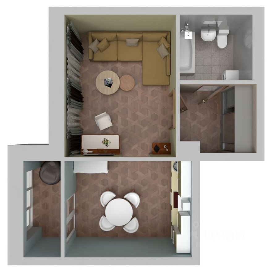 1к. квартира, 39.0 м²