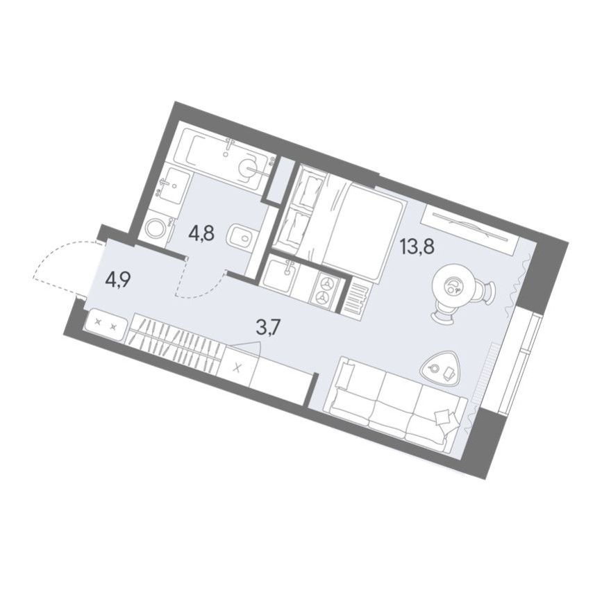 Студия-квартира, 27.2 м²