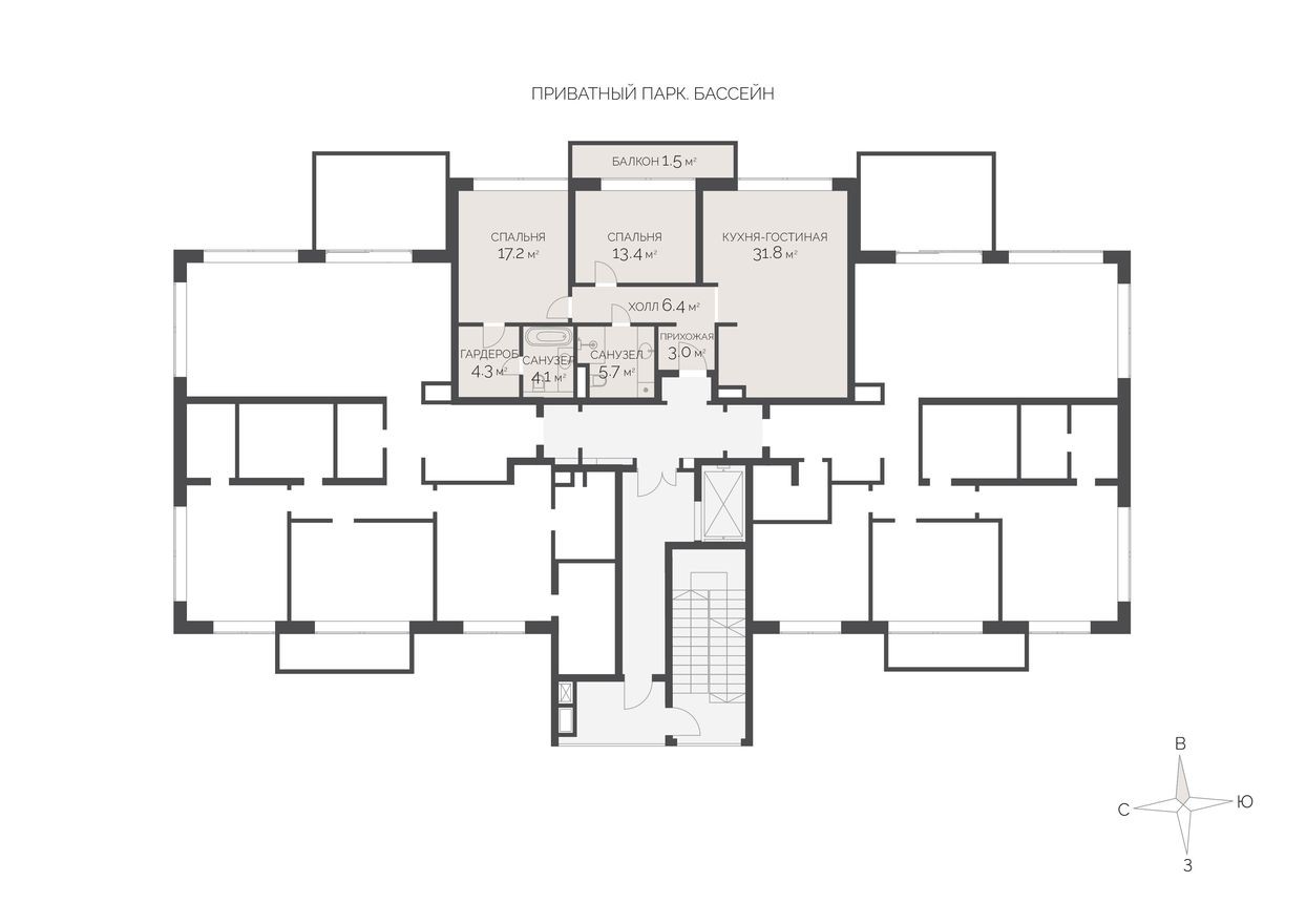 3к. квартира, 87.4 м²
