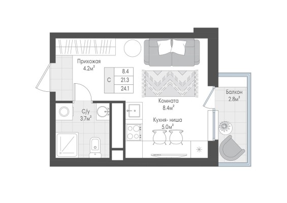 1к. квартира