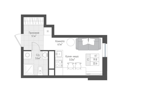 1к. квартира