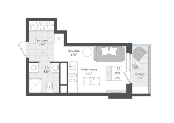 1к. квартира