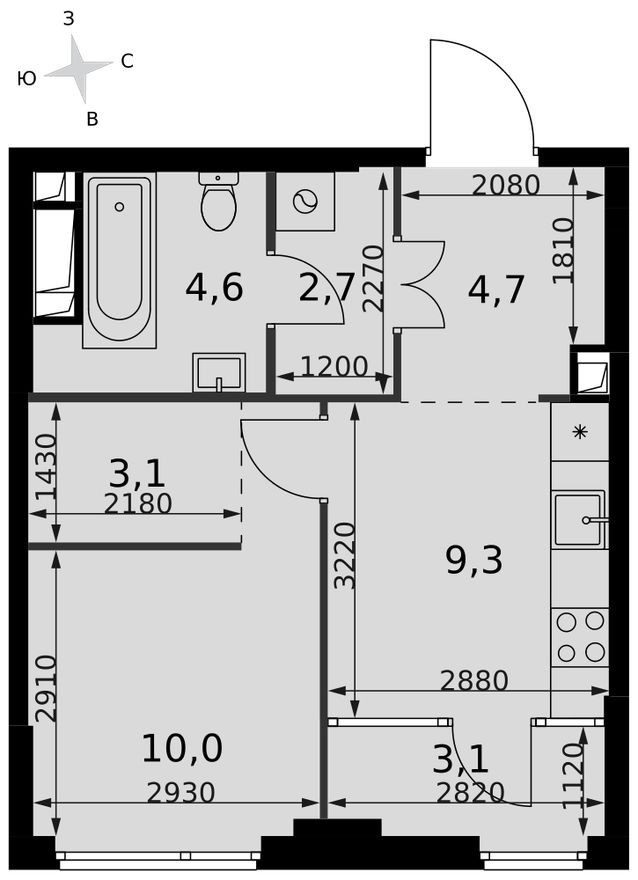 1к. квартира, 37.5 м²