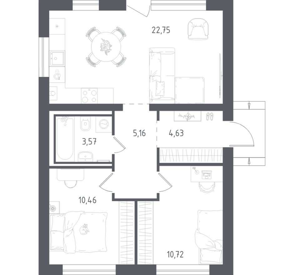 Коттедж, 61.1 м²