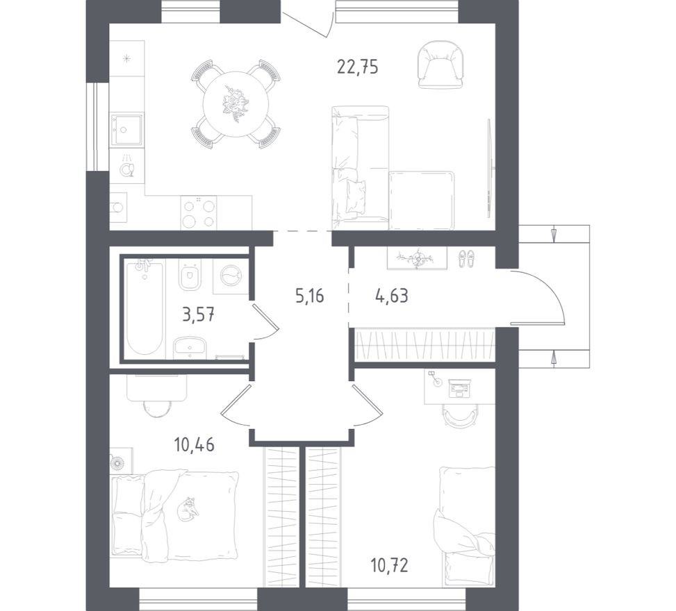 Коттедж, 61.1 м²