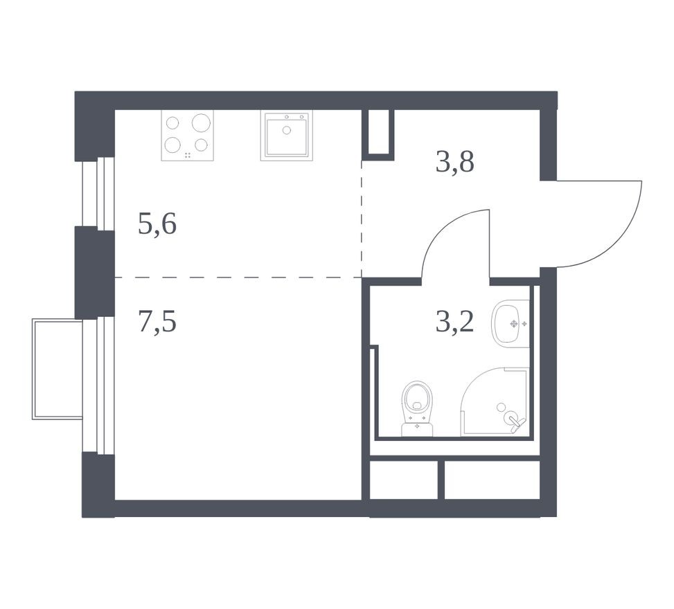 Студия-квартира, 20.1 м²