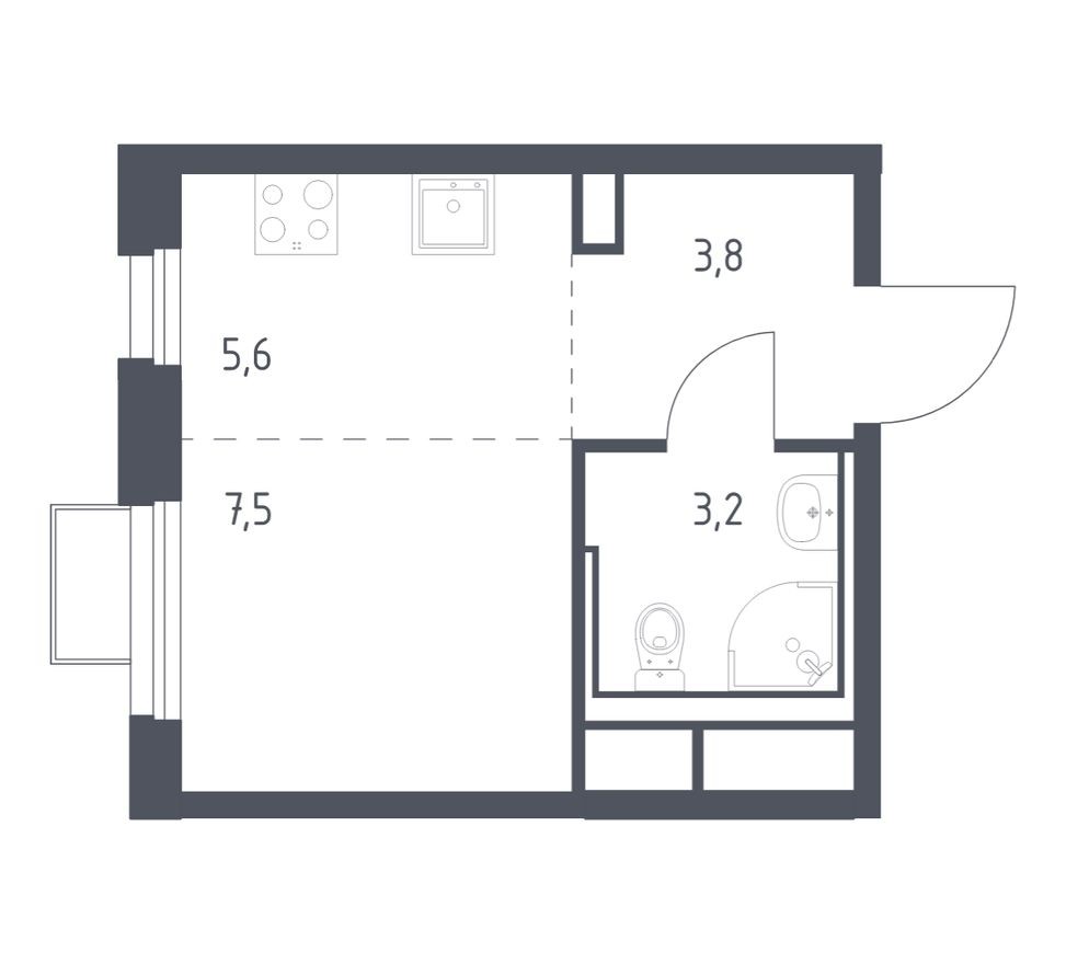 Студия-квартира, 20.1 м²