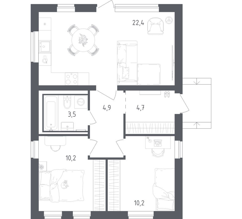 Коттедж, 61.1 м²