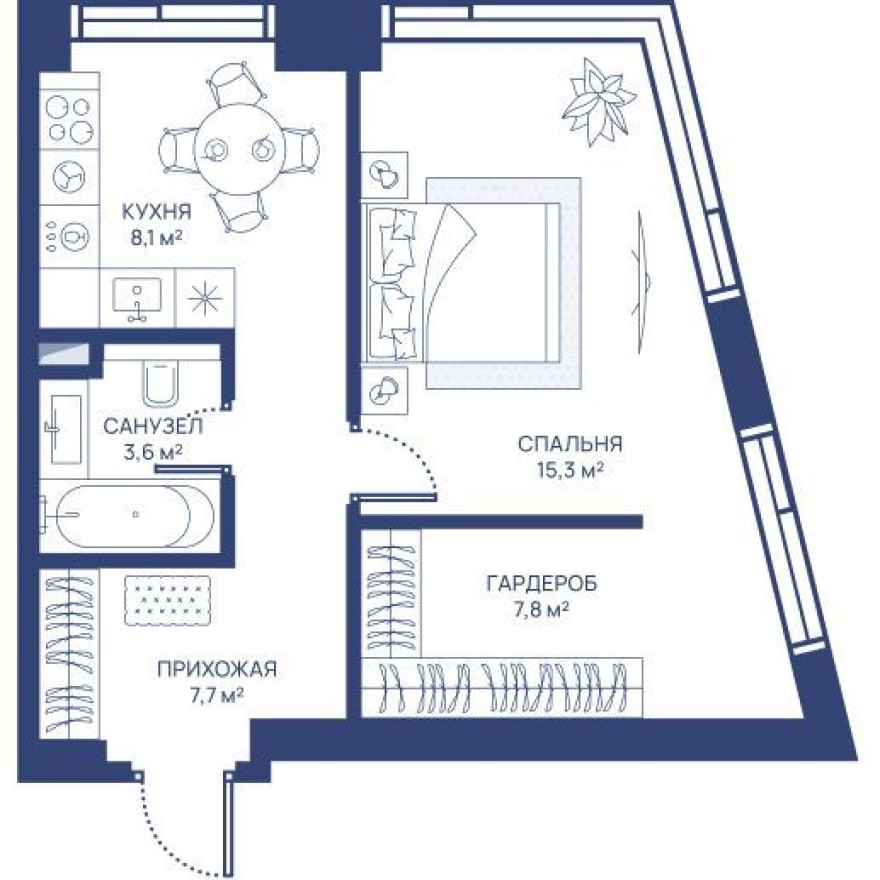 1к. квартира, 42.5 м²