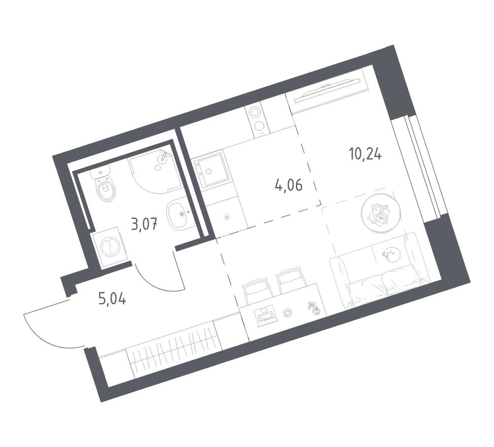 Студия-квартира, 22.4 м²