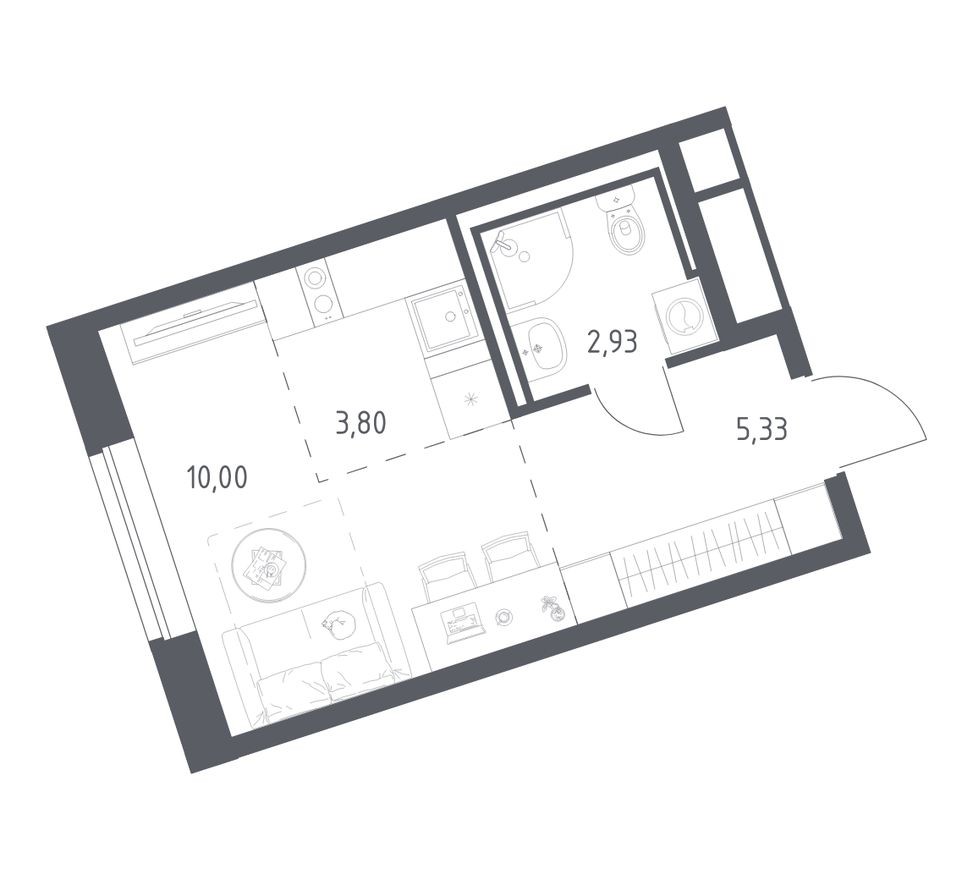 Студия-квартира, 22.1 м²
