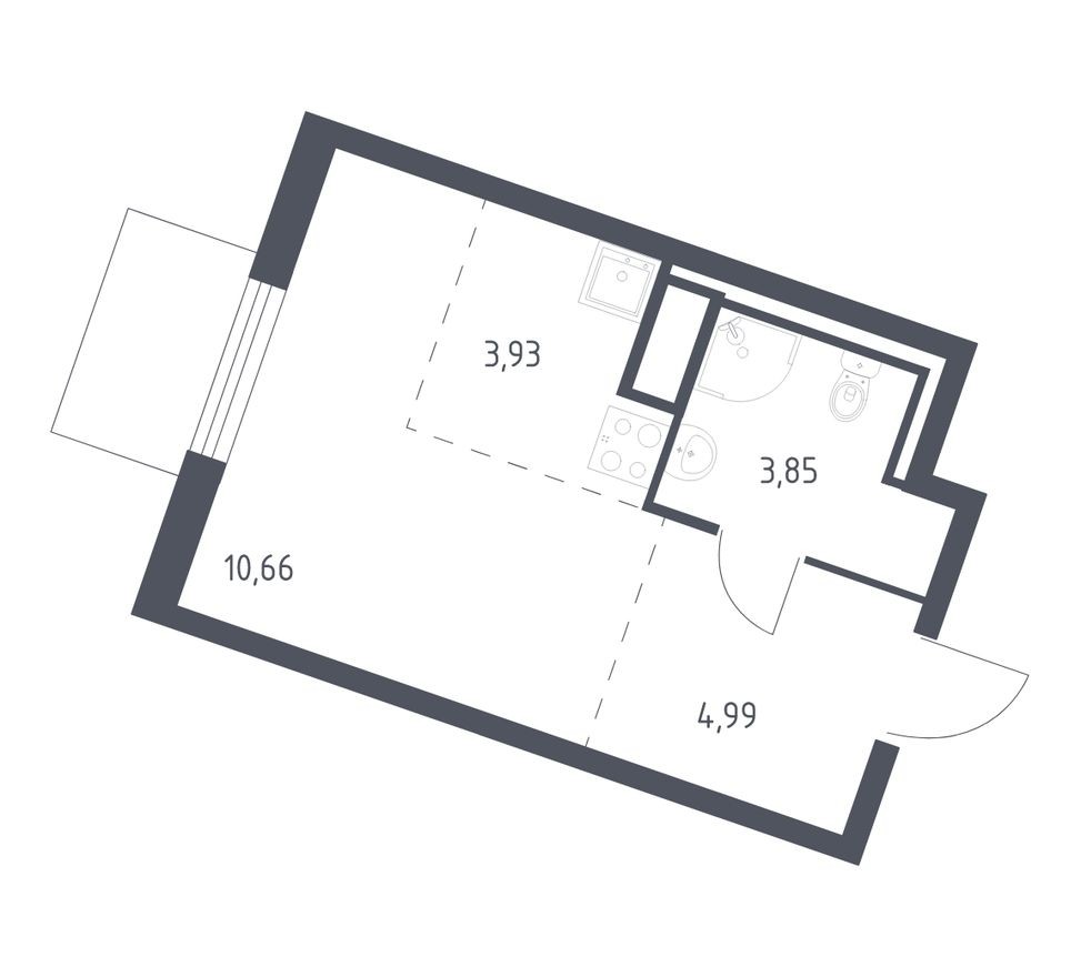Студия-квартира, 23.4 м²