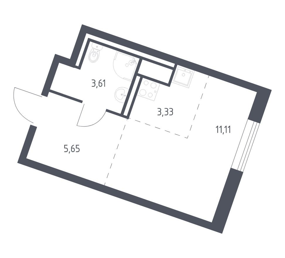 Студия-квартира, 23.7 м²