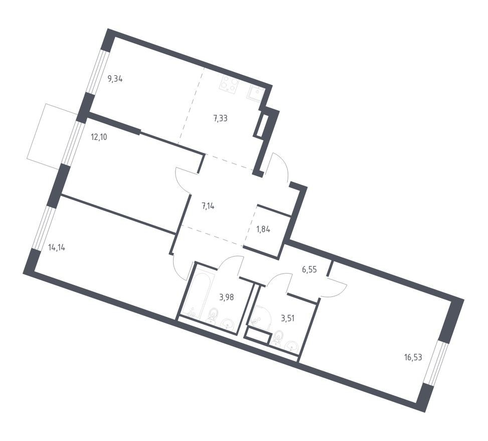 3к. квартира, 82.5 м²