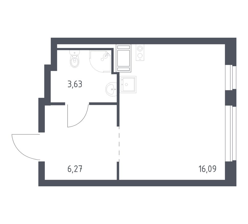 Студия-квартира, 26.0 м²