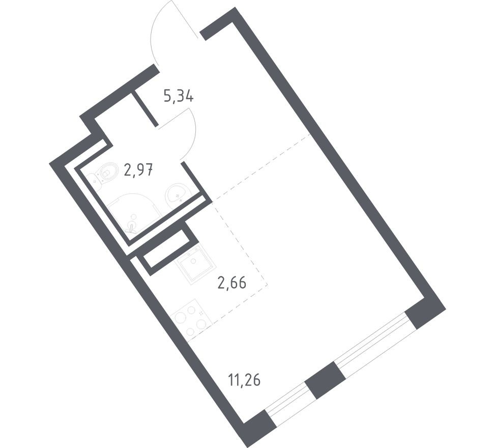 Студия-квартира, 22.2 м²
