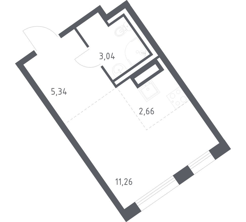 Студия-квартира, 22.3 м²