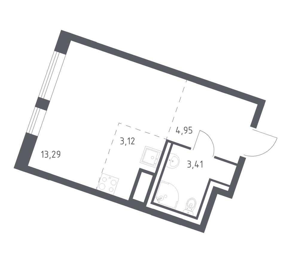 Студия-квартира, 24.8 м²