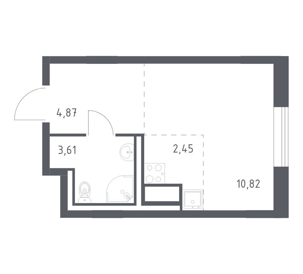 Студия-квартира, 21.8 м²