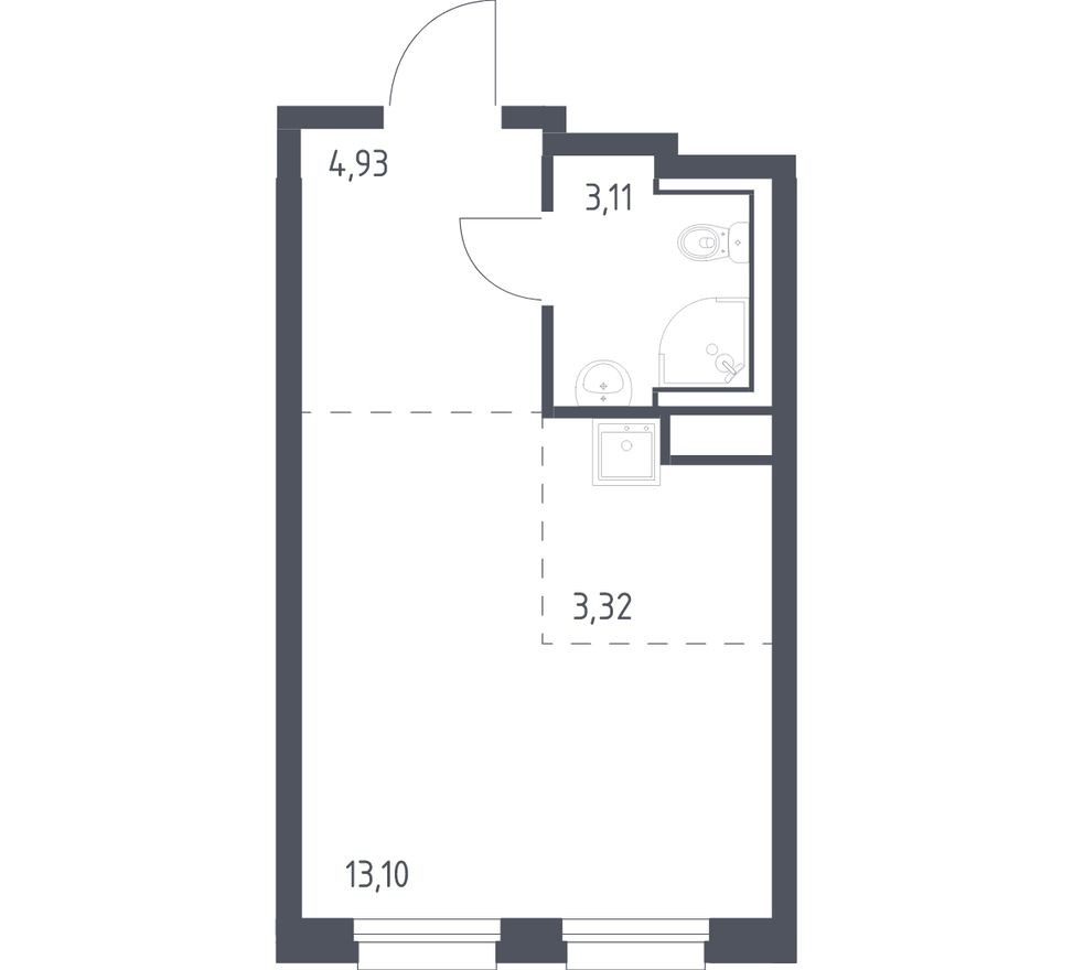 Студия-квартира, 24.5 м²