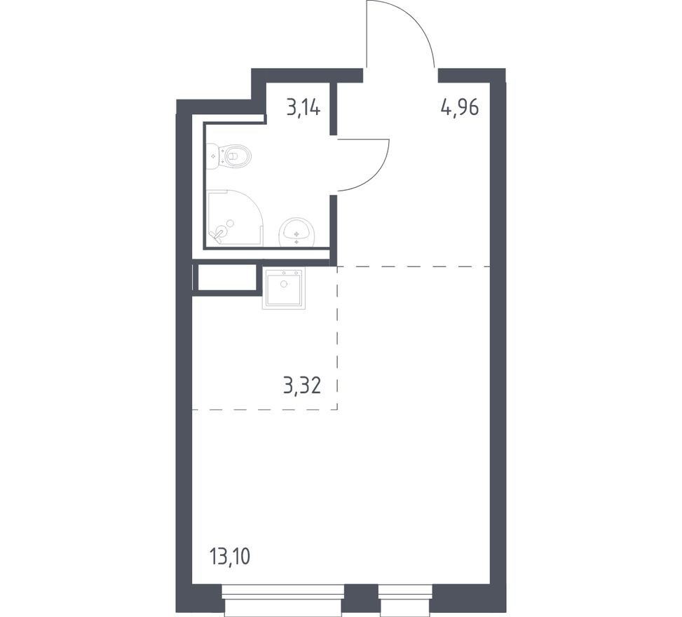 Студия-квартира, 24.5 м²
