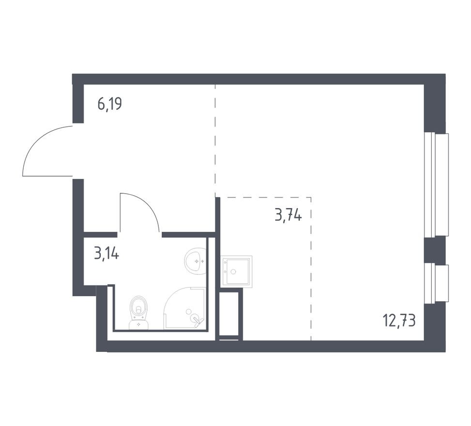 Студия-квартира, 25.8 м²
