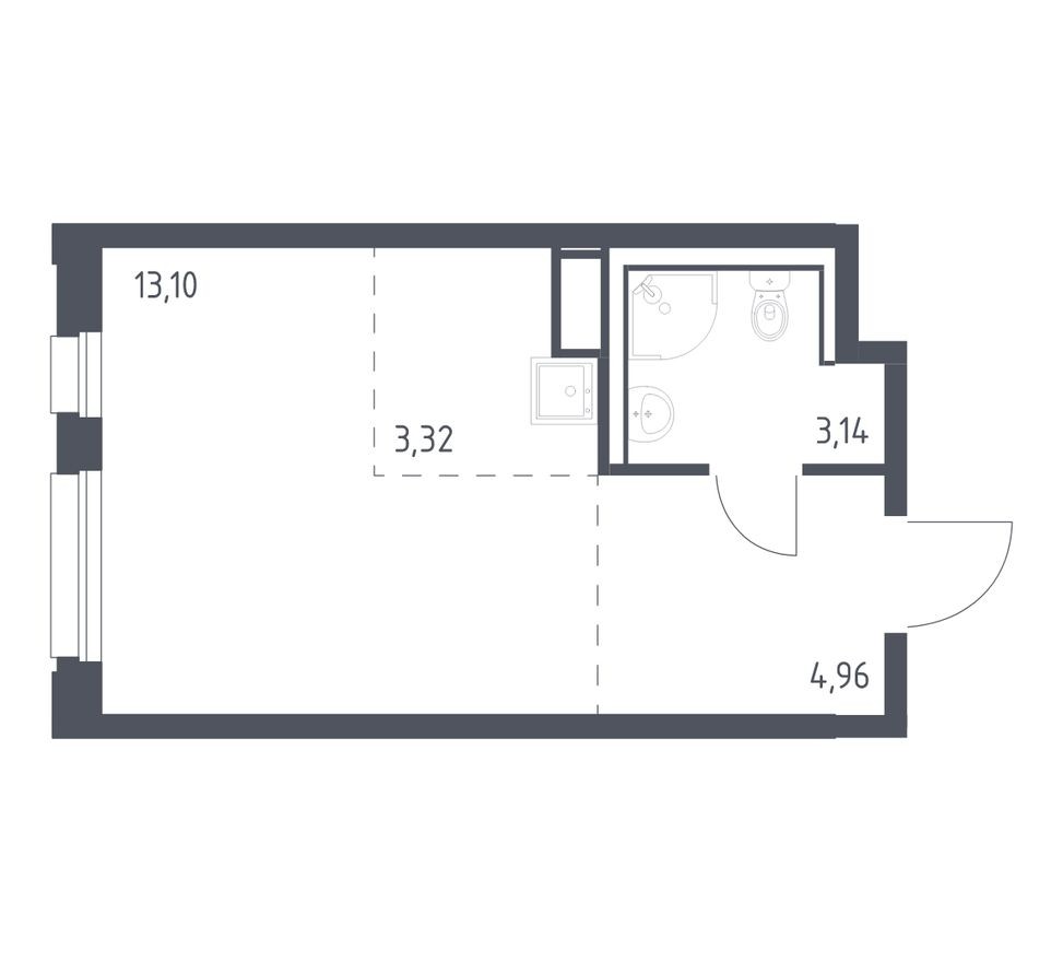 Студия-квартира, 24.5 м²