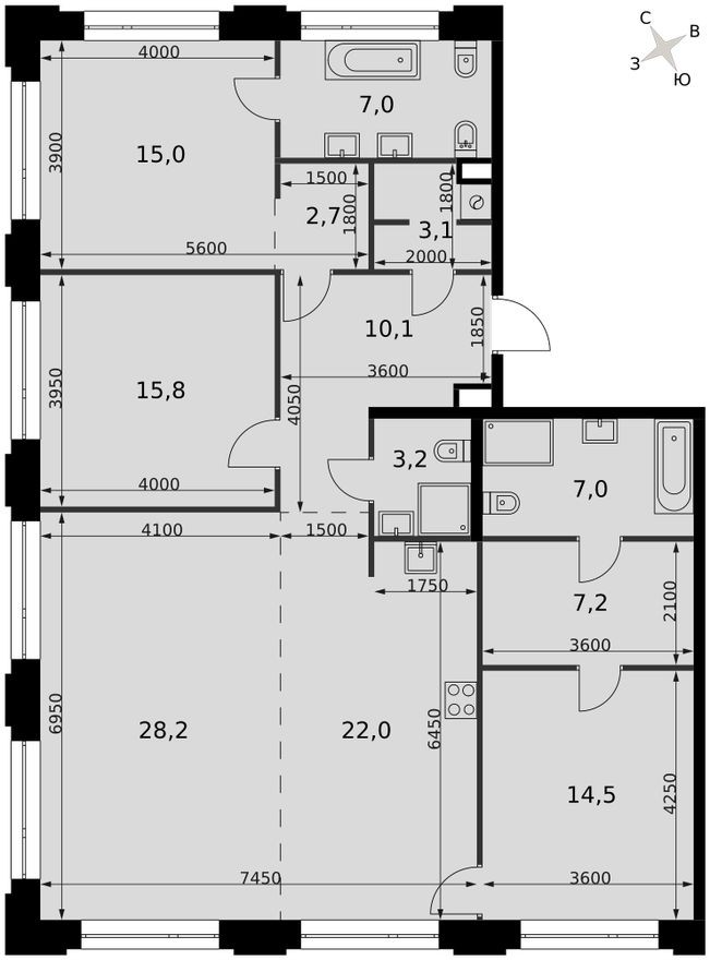 4е квартира, 135.8 м²