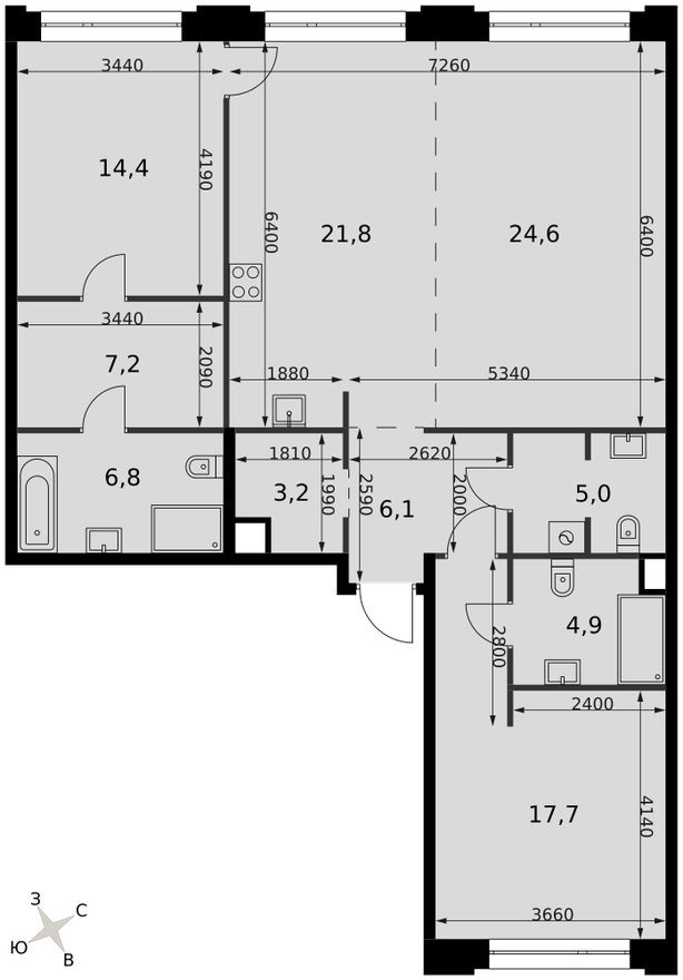 3е квартира, 111.7 м²